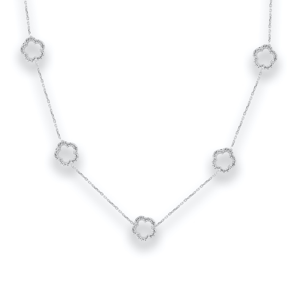 Clover Shape Stylish Stone Transparent Necklace